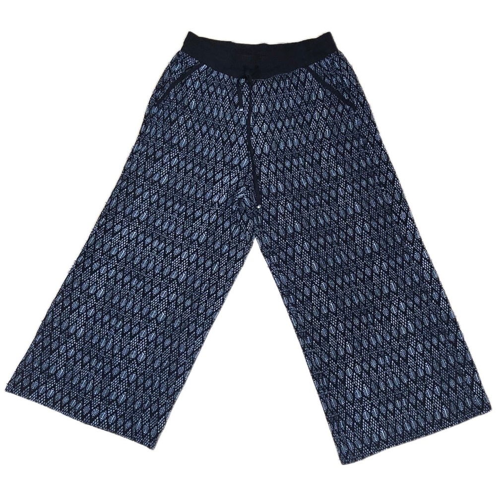 Max Studio Womens Wide Leg Cropped‎ Pants Black White Print Culottes Size M